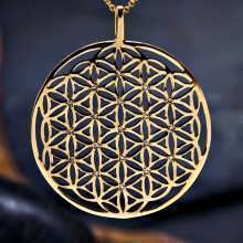 Inlaid Flower of Life Pendant Gold (SOL Pattern)