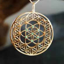 Inlaid Flower and Seed of Life Gold