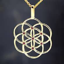 Seed of Life Pendant Gold With Gemstones
