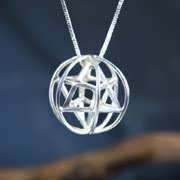 Merkaba With Prana Sphere Silver Medium